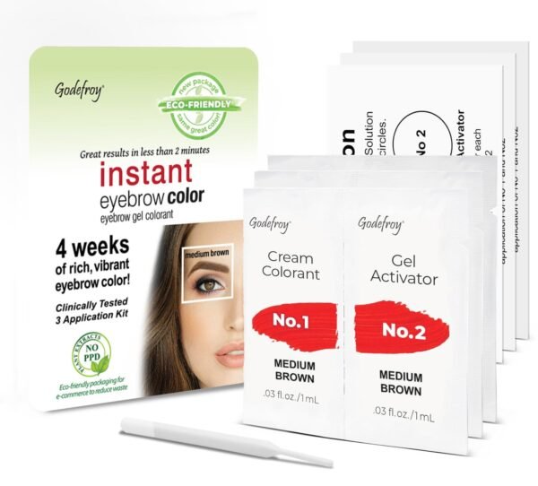 Godefroy Instant Eyebrow Color, Medium Brown, 0.18 ounces