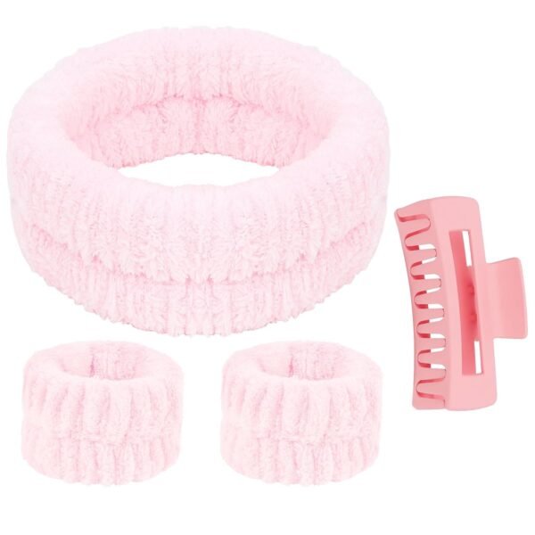 YISSION Spa Headband & Wristband Set Puffy Skincare Headband