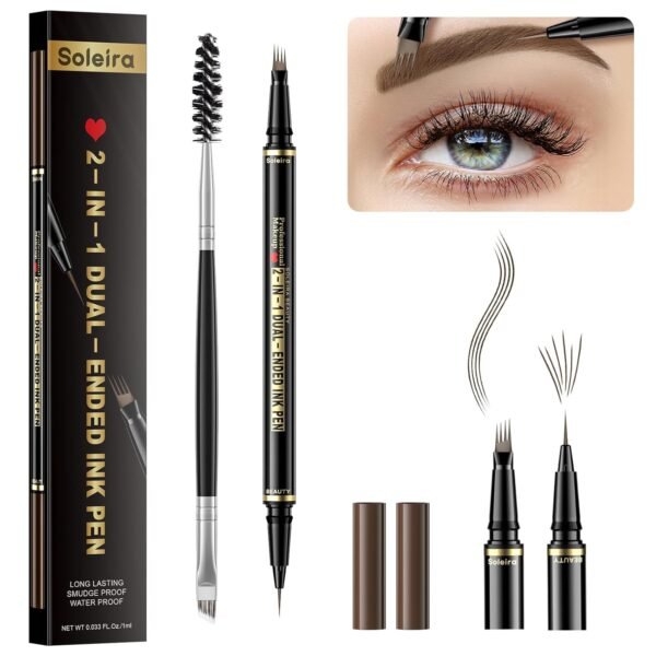 Eyebrow Pen, Soleira Waterproof Eyebrow Pencil with 4 Tip Mi...