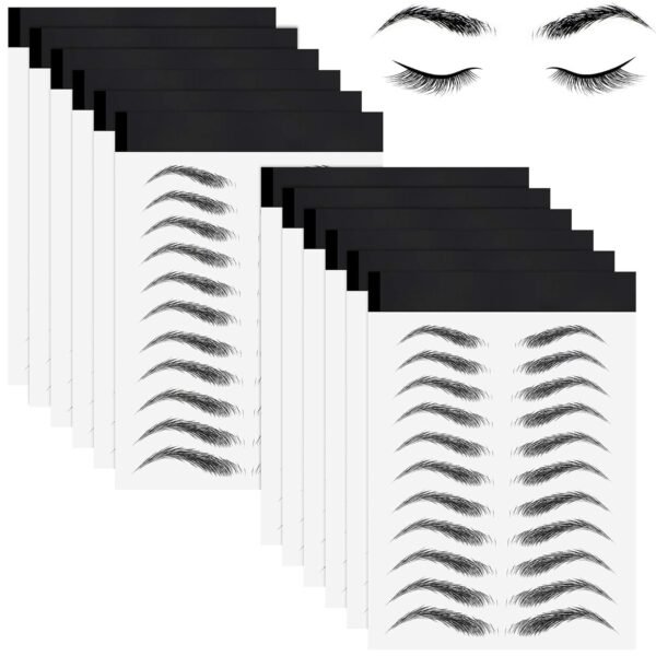Maitys 12 Sheets 108 Pairs 4D Hair Like Waterproof Eyebrow T...