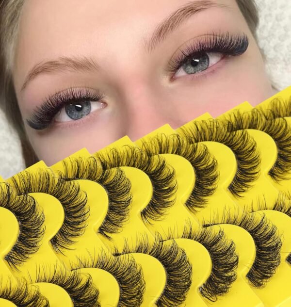 False Eyelashes Russian Strip Lashes D Curl Wispy Natural