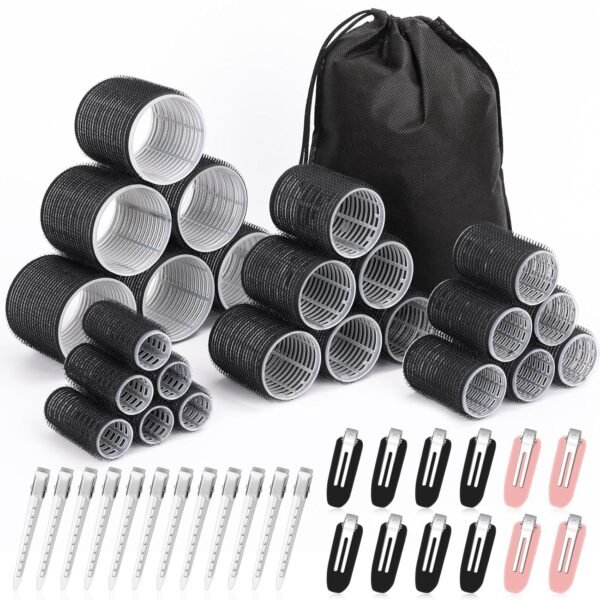 Hair Curlers Set with 24 Rollers (6 Jumbo, 6 Large, 6 Medium