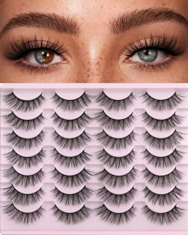 False Eyelashes 14mm Faux 3D Mink Lashes Natural Look Fluffy