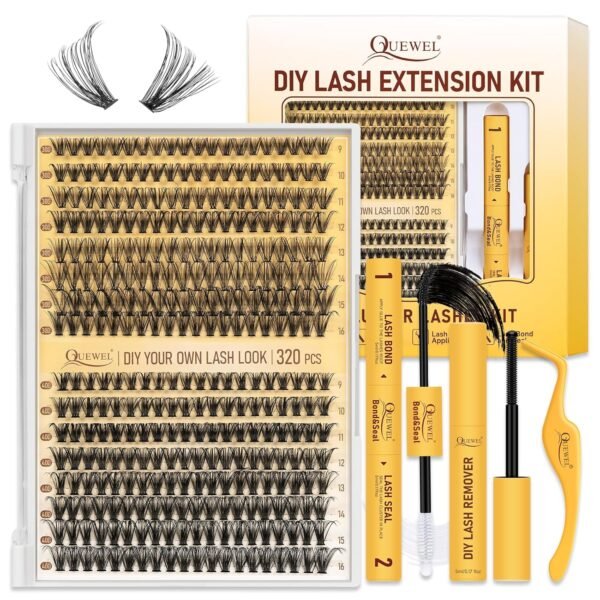 QUEWEL DIY Lash Extension Kit, 320 Pcs Lash Clusters Kit 30D...